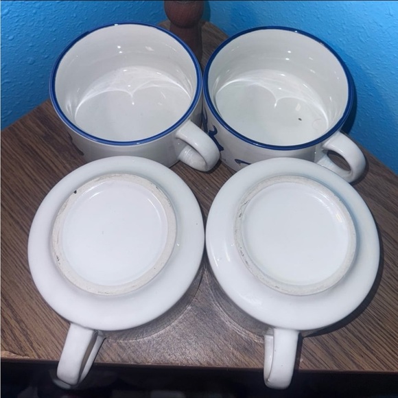 Vintage 80s Blue Goose Stacking Soup Mugs | Set of 4 - Picture 4 of 12